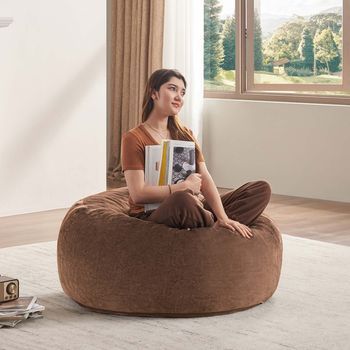 Sillón Puf Para Adultos De 3 Pies, Marrón, Plegable Y Adaptable Al Cuerpo