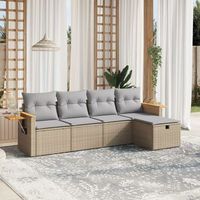 conjunto de sofas jardin con cojines beige mezcla 5 uds  mueble jardin mesa y sillas ratan pe cfw504542