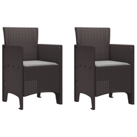 sillas de jardin con cojines 2 uds marron poliratan cfw216631