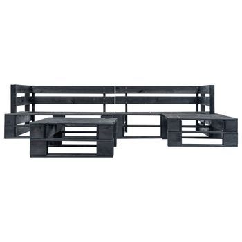 4 Piezas Set De Muebles De Palés Para Jardín | Sofá De Exterior Madera Negro