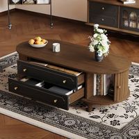 mesa de centro de 100 x 50 x 36 cm nogal y negro con almacenaje