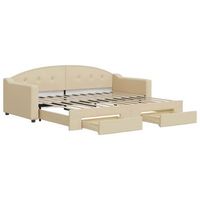 cama individual  cama para adultos  sofa cama nido con cajones tela color crema 90x200 cm