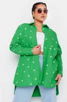 limited collection camisa algodon verde con margaritas bordadas mujer curvy y tallas grandes limited collection