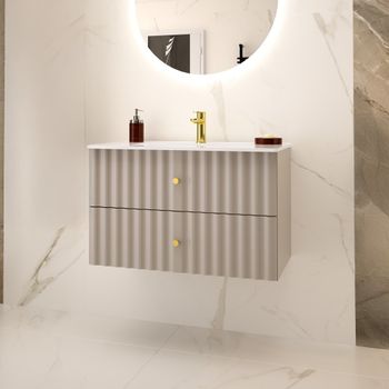Mueble lavabo individual encastrado paneles laminados y de mdf