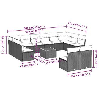 Conjunto De Mobiliario De Ocio Al Aire Libre (con Cojines, Combinación De 13 Piezas)