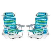costway sillas de camping portatil plegable de 5 posiciones con portavasos bolsillos almohada para la cabeza