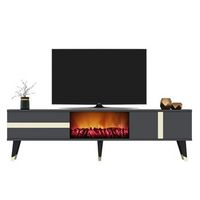 mueble tv vania fireplace antracita oro