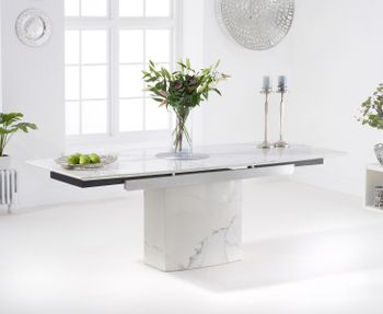 Metropolis 160cm White Extending Marble Dining Table