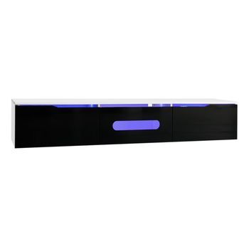 Mueble De Tv Blanco Y Negro De 180 Cm Con Led De 16 Colores
