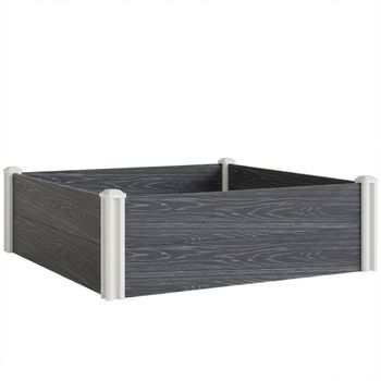 Outsunny Cama Elevada de Jardín Macetero Huerto Elevado 102x102x33 cm Gris   Aosom España