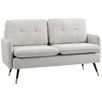 homcom sofa de salon de 2 plazas moderno con 4 cojines reposabrazos y patas de acero carga 240 kg 139x68x80 cm crema
