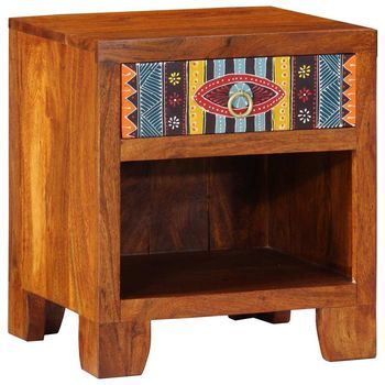 Mesita De Noche 40x35x45 Cm Madera Maciza De Acacia Vidaxl