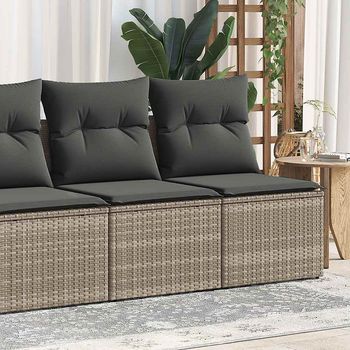 Set Sofás Jardín Y Cojines 2 Uds | Juego De Muebles De Jardín Ratán Sintético Acacia Gris Cfw48855