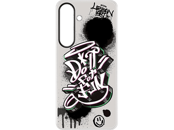Funda móvil - Samsung Flipsuit Rugerizada, Para Galaxy S25 Plus, Transparente y borde negro con pegatina