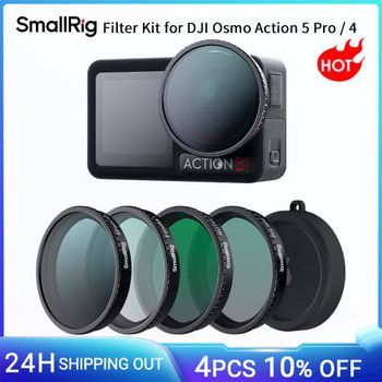 Kit de Filtros SmallRig para DJI Osmo Action 5 Pro/4, Juego de Filtros de Lente 5 en 1 con Black Mist 1/4, ND16/CPL, Star-Cross, Simulador de Película