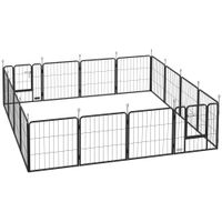 pawhut parque para perros parque para animales 16 paneles valla portatil plegable seguro negro   aosom espana