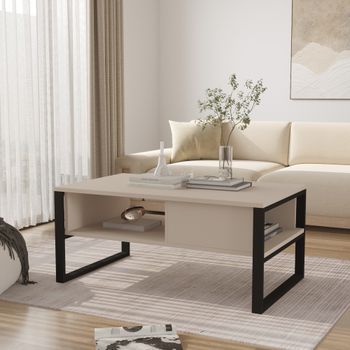Mesa De Centro Laukaa 100x60x45 Cm - Beige Grisáceo [en.casa]