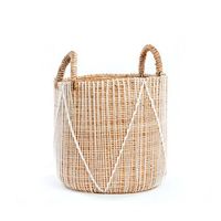 cesta macrame bazar bizar con costura recta 35x35x40 cm - natural