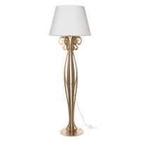 lampara de pie circeo 60x180 cm estructura de hierro dorado con pantalla marfil diseno vintage moderno con interruptor de pie made in italy
