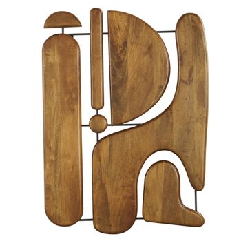 Decoración mural abstracta en madera de mango, 89x123 cm