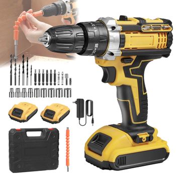 Taladro de impacto sin escobillas, 45 N.M de torque máximo, control de torque de 25+3 velocidades, destornillador eléctrico portátil, herramienta de perforación para decoración del hogar, compatible