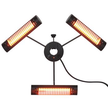 Outsunny Calefactor Eléctrico de Exterior por Infrarrojos con Control Remoto y 3 Paneles para Sombrilla 87x75x22cm Negro   Aosom España