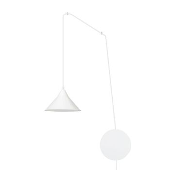 Aplique de pared ajustable con cable de 5m y pantalla metálica blanca