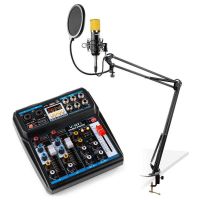 kit de inicio para podcast vonyx con mezclador usb microfono cms400b y brazo articulado
