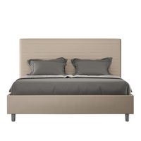 cama con somier acolchada 160x210 cuero sintetico gris paloma focus