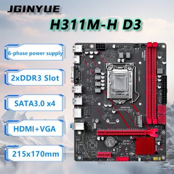 Placa base JGINYUE H110 para Intel 6/7/8/9ª generación, cable reductor de velocidad del ventilador, combo DDR3, máximo 32GB de RAM, kit H311M-H para PC de escritorio, oficina, video.