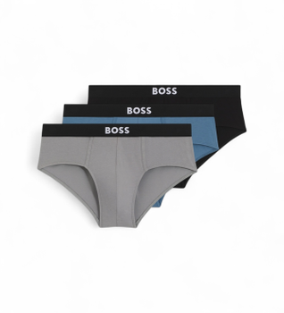 BOSS para hombre. 50546561 Set 3 slips Boss One gris, azul, negro (XL), Homewear, Algodón