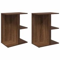 pack 2 uds mesitas de noche  mesilla de noche madera de ingenieria marron roble