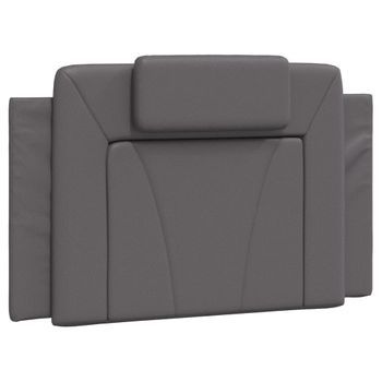 Cabecero Cama Mueble De Dormitorio De Cama Acolchado Cuero Sintético 90 Cm Gris M02_0004319