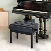banco de piano de pu madera de caucho homcom 55x33x58 cm - negro