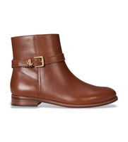 lauren ralph lauren para mujer 802974382001 botines brooke ii de piel de becerro marron 35 plano cremallera casual