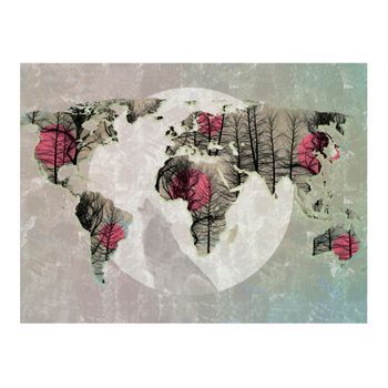 Papel Pintado 3d - Map Of The World - Howling To The Moon (250x193 Cm)