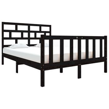 Estructura De Cama Doble Sin Colchón Madera Maciza Pino Negro Vidaxl