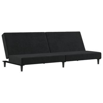 Sofá Cama De 2 Plazas Terciopelo Negro Vidaxl