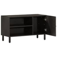 mueble de tv madera maciza de mango negro 80x31x46 cm