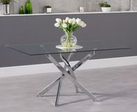 denver 160cm rectangular glass dining table