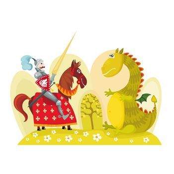 Papel Pintado 3d - Dragón Y Caballero (200x154 Cm)