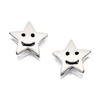 silver smiley star stud earrings - 5mm - f0131