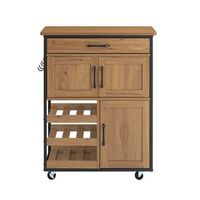 sobuy carrito auxiliar multifuncional para cocina con ruedas y armarios marron