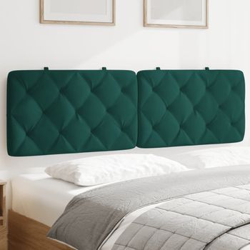 Cabecero De Cama | Panel De Cabecera | Decoración De Pared Acolchado Terciopelo Verde Oscuro 160 Cm Cfw338205