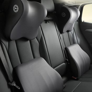 Juego De Almohada Cervical Y Soporte Lumbar Para Automóvil, Color Gris