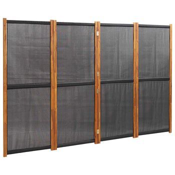 Biombo Divisor De 4 Paneles Negro 280x180 Cm Vidaxl