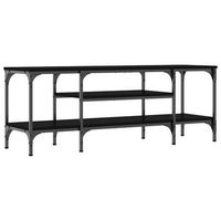 mueble de tv hierro y madera contrachapada negro 121x35x45 cm vidaxl