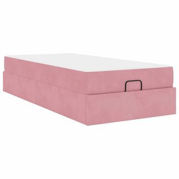 Estructura De Cama Con Colchón Rosa 100 X 200 Cm Terciopelo