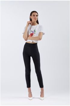leggings de tejido elástico brillante black m