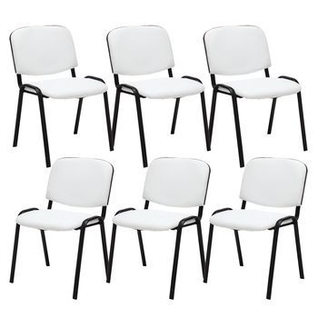 Set 6 Sillas De Conferencia Ken En Cuero Pu Simil Cuero Blanco 53x53x83 Cm Clp